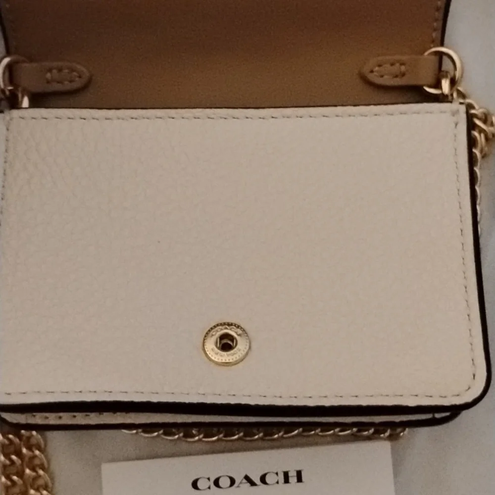 Coach Mini Wallet On A Chain Clutch Crossbody Strawberries NWT - Picture 6 of 10